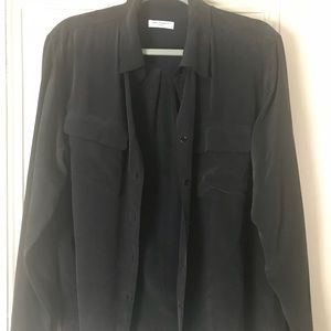Equipment black silk button up Large